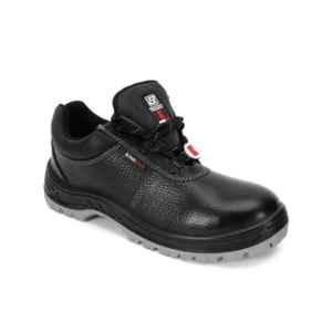 Komico Aviator Leather Metal Toe Black Safety Shoes, Size: 10