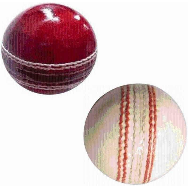 Matrica Leather Standard White & Red Professional Grade Impact Cricket Ball for Club Play (Pack of 2)