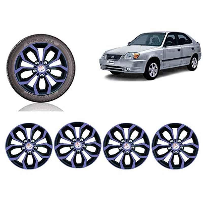 Auto Pearl 4 Pcs 14 inch Violet & Black ABS Press Type Hubcap Wheel Cover Set with Retention Ring for Hyundai Accent