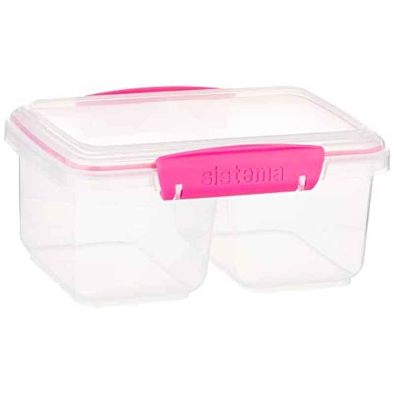 Sistema 835ml Pink Medium Split To Go Food Storage Container, 21620