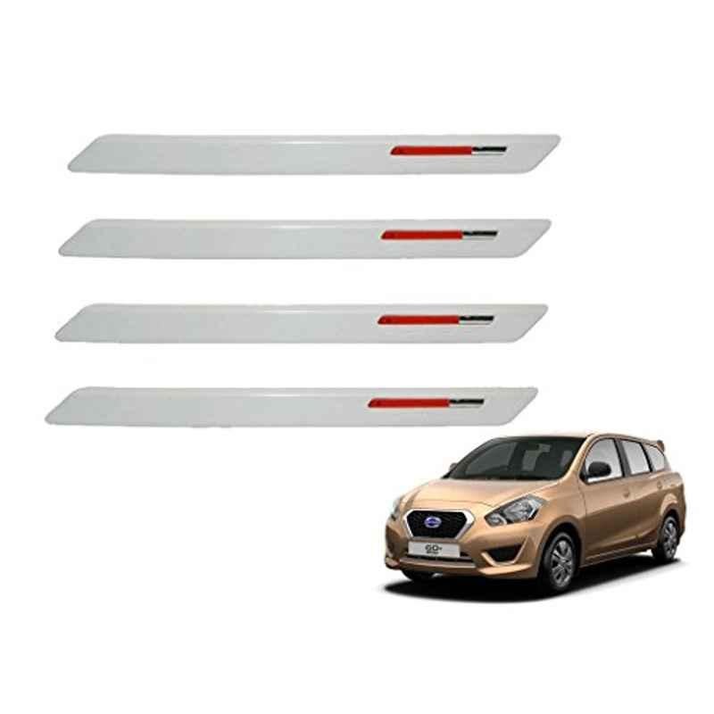 Kozdiko 4 Pcs White & Red Designer Car Bumper Protector Set for Datsun GO+, KOZ-26006
