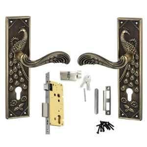 Atom Mayur Brass Antique Finish Cylindrical Mortise Lock Set With 3 Brass Keys