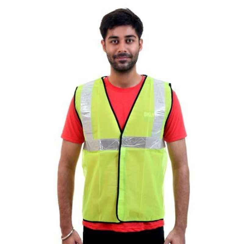 Safies Fabric Green Safety Jacket with 2 inch Reflective Tape (Pack of 50)