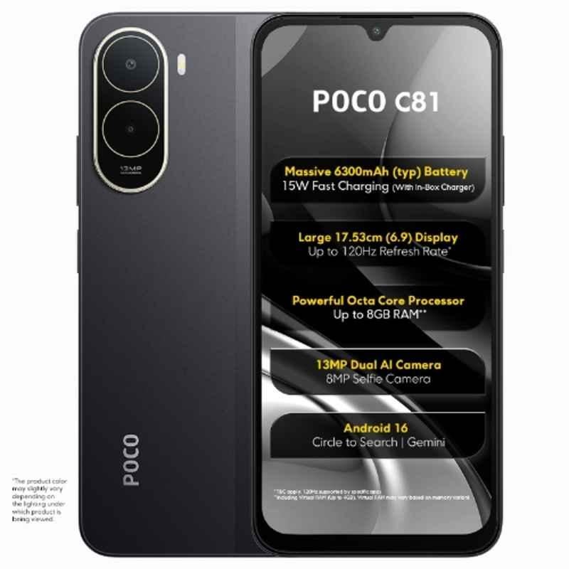 POCO C81 6.9 inch 6300mAh 4GB RAM/64GB Storage Elite Black Smartphone