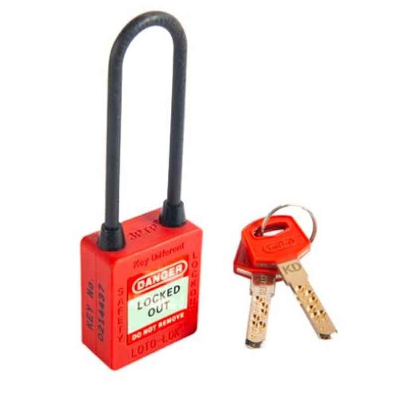 LOTO-LOK 20mm Stainless Steel & Nylon Red Three Point Traceability Padlock with 2 Unique Keys Per Lock, 3PTPRKDN80