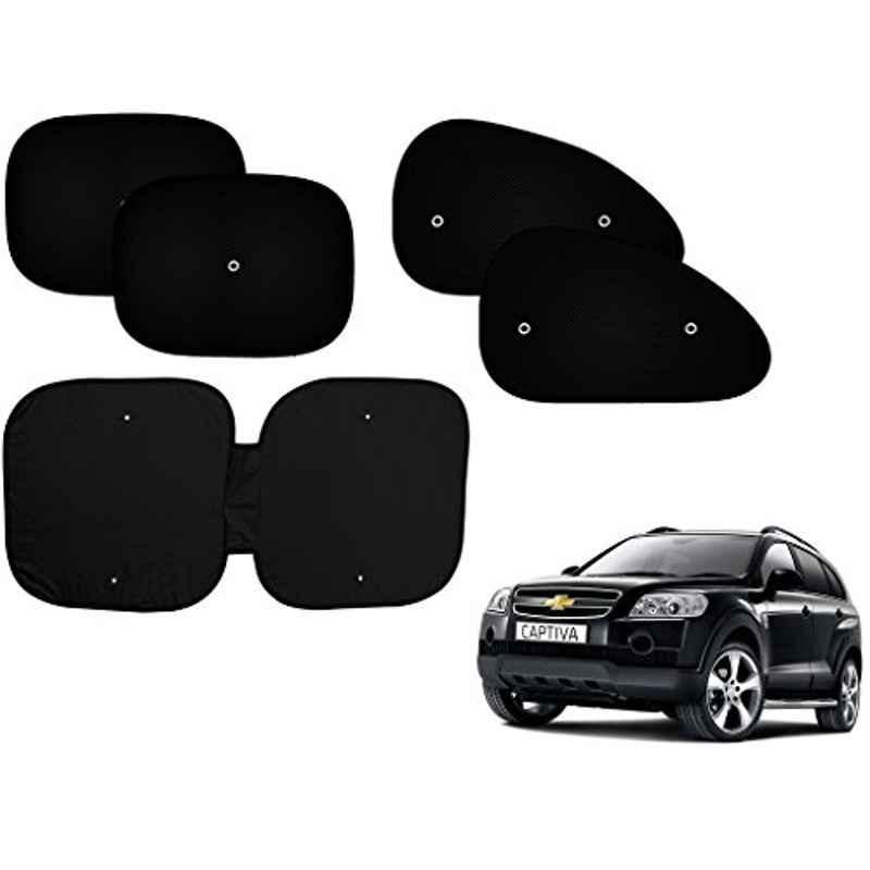 Auto Pearl 5 Pcs PVC & Mesh Black Window & Front Sun Shade Set for Chevrolet Captiva