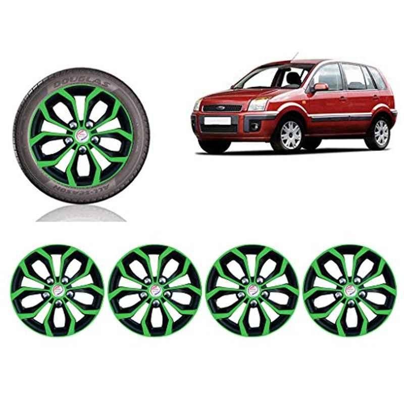 Auto Pearl 4 Pcs 15 inch Green & Black ABS Press Type Hubcap Wheel Cover Set with Retention Ring for Ford Fusion