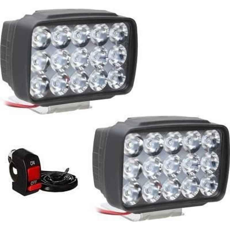 JBRIDERZ Bike 15 Led 15W Fog Lamp 2 Pcs Set With Switch For Bajaj Saffire