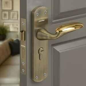 Plantex Heavy-Duty Door Lock/Door Handle Lock Set 6-Lever Lock Mechanism/Mortise Lock with 3 Keys, Brass Lockbody & Cylinder 8134 Antique Brass & PVD Gold