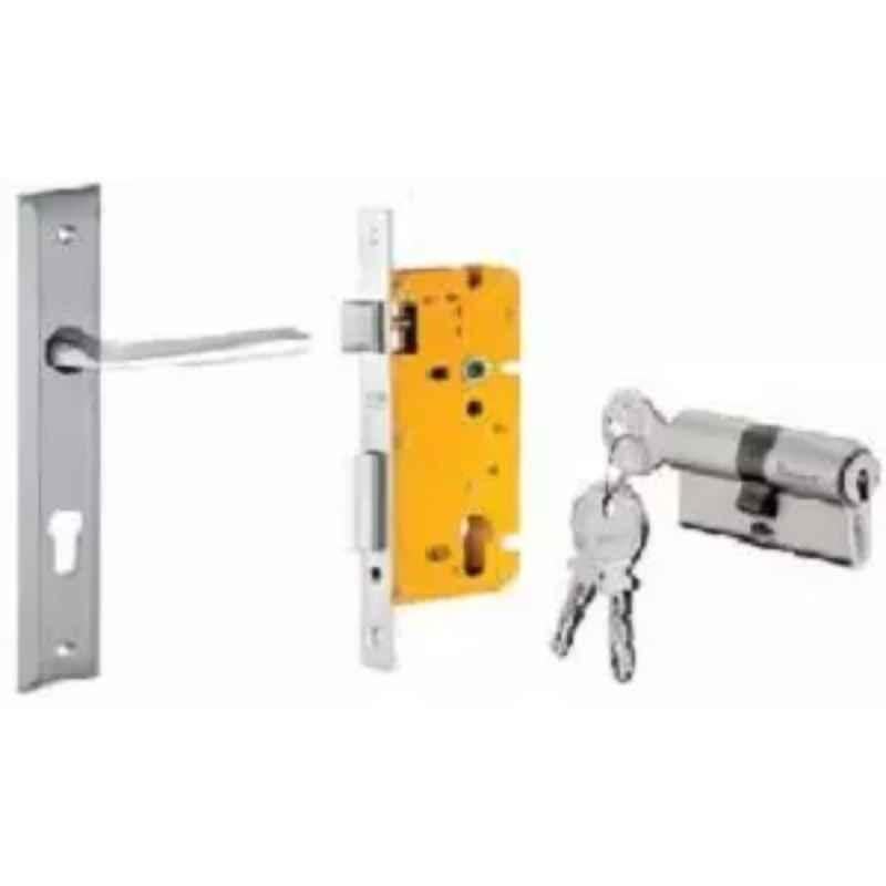 Dorset ML Series Twist 70mm Stainless Steel Silver Chrome Finish Door Handle Lock Set with Both Side Key Cylinder