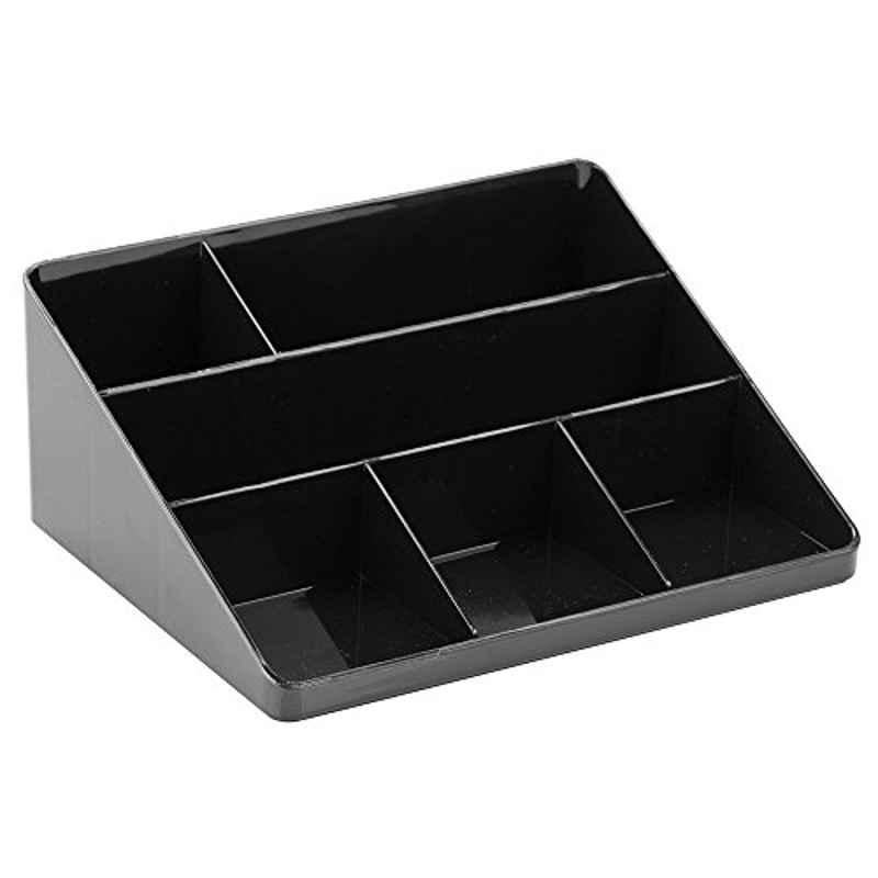 6 Compartments Plastic Black Linus Desk Organiser