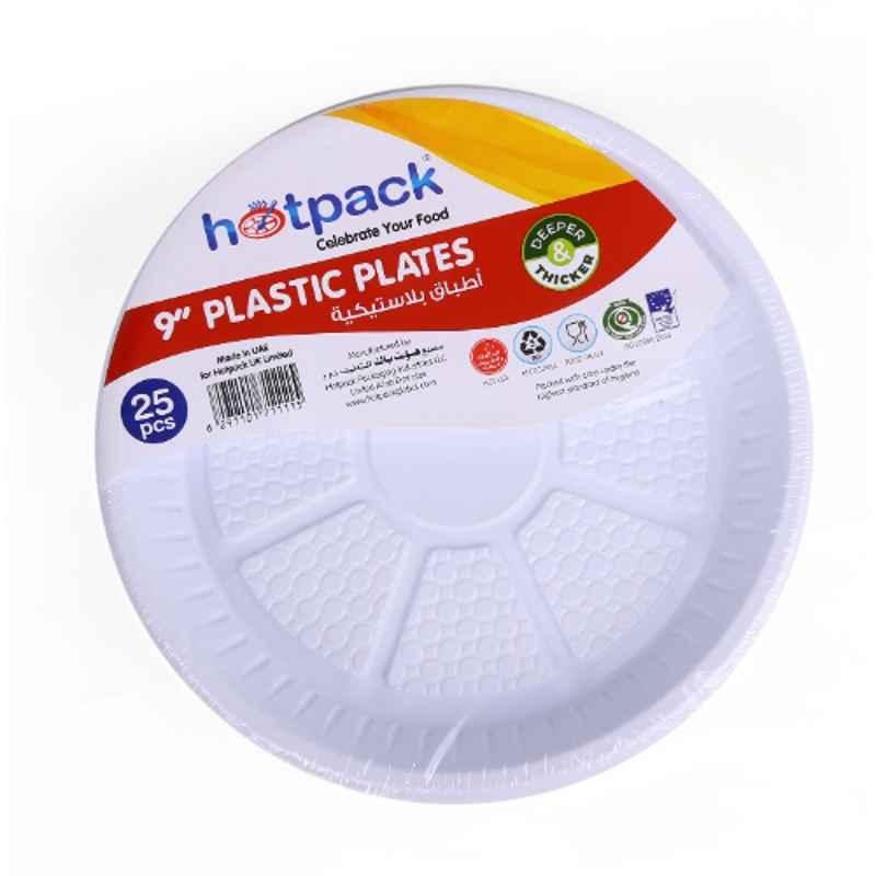 Hotpack 25Pcs 9 inch Plastic Round Plate Set, PARPP9D