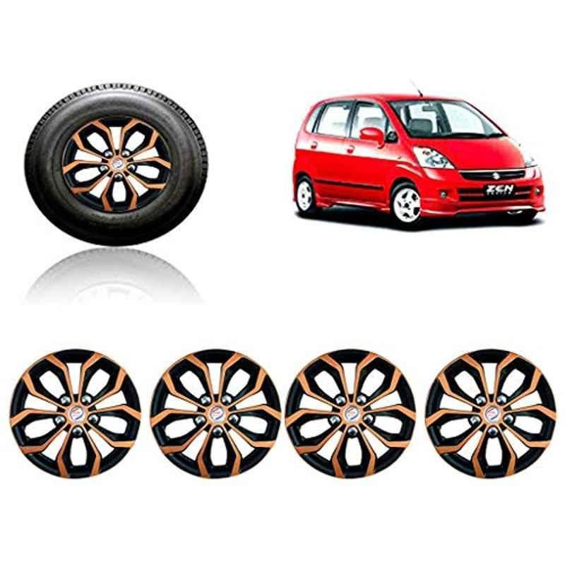 Auto Pearl 4 Pcs 13 inch ABS Black & Copper Car Wheel Cover Set for Maruti Suzuki Zen Estilo Type 1