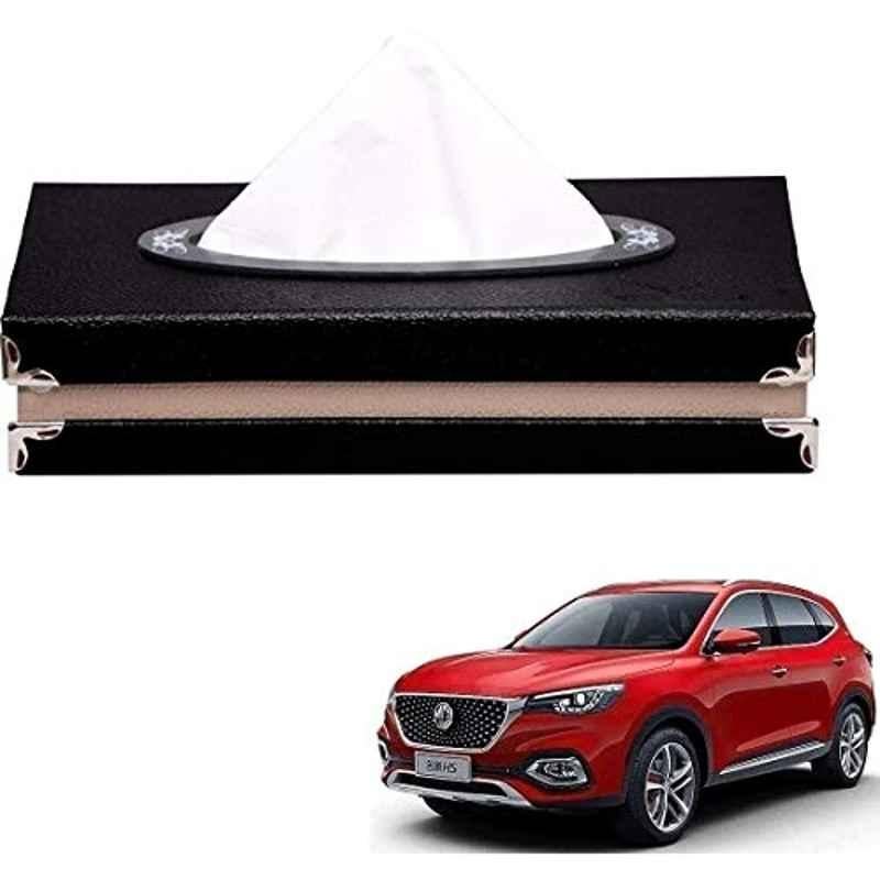 Kozdiko Leatherette Black Classic Car Tissue Paper Dispenser Box with 200 Sheets (100 Pulls) for MG Hector
