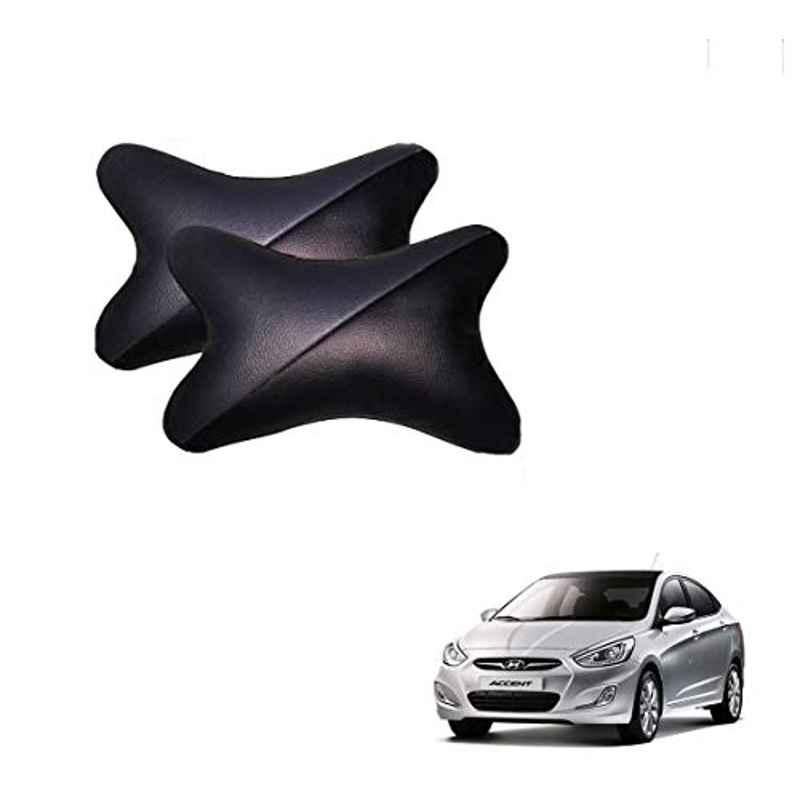 Kozdiko 2 Pcs Memory Foam Grey & Black Car Neck Rest Cushion Pillow Set for Hyundai Accent