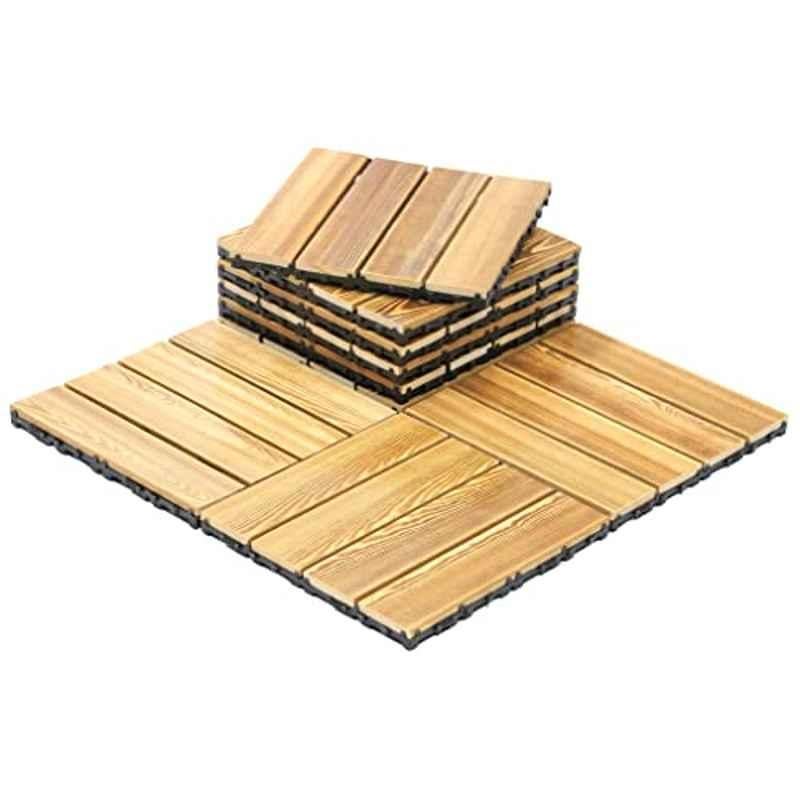 Rubik 30x30cm Wood Light Brown Floor Decking Tiles (Pack of 7)