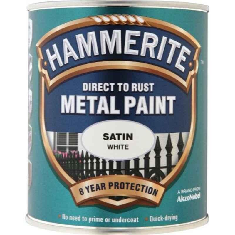 Hammerite 750ml White Satin Direct to Rust Metal Paint, 5092886