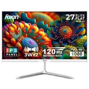 Foxin Elite FM 2800 27 inch 1920x1080p FHD White Flat LED Monitor with Flicker-Free, Frameless, Slim Bezel & HDMI & VGA Ports