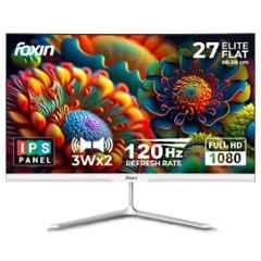 Foxin Elite FM 2800 27 inch 1920x1080p FHD White Flat LED Monitor with Flicker-Free, Frameless, Slim Bezel & HDMI & VGA Ports