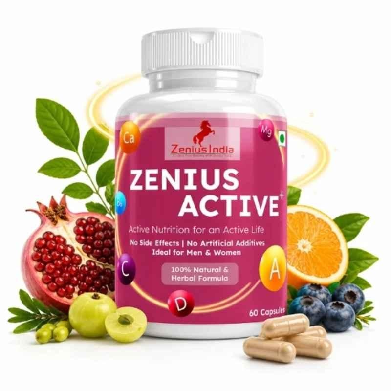 Zenius India 60 Pcs Active Plus Multivitamin Capsule for Immunity, Skin, Hair & Joint Support