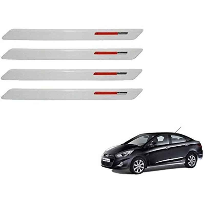 Kozdiko 4 Pcs White & Red Designer Car Bumper Protector Set for Hyundai Verna Fluidic, KOZ-65876