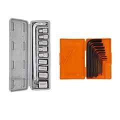Hillgrove HGCM51M1 10 Pcs Chrome Vanadium Steel Hex Socket Spanner Set with 9 Pcs Chrome Vanadium Steel Hex Allen Key Set