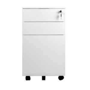 Tufferone Candy 3 Shelves Stainless Steel White Pedestal Chest Drawer