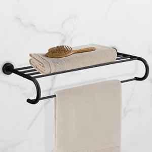 Plantex 304 Grade Stainless Steel 24 inch Towel Rack for Bathroom/Towel Stand/Hanger/Bathroom Accessories Daizy (Black)