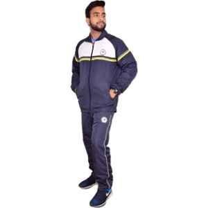 World Sports Polyester Navy Blue & White Track Suit for Men, SPSY-TS719NBW, Size: 2XL