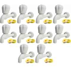 Senkiddpro 10 Pcs PVC White Long Body Tap with 10 Pcs Teflon Tape Combo