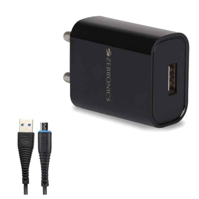 Zebronics ZEB-MA5211 Black USB Charger Adapter with 1m Micro USB Cable