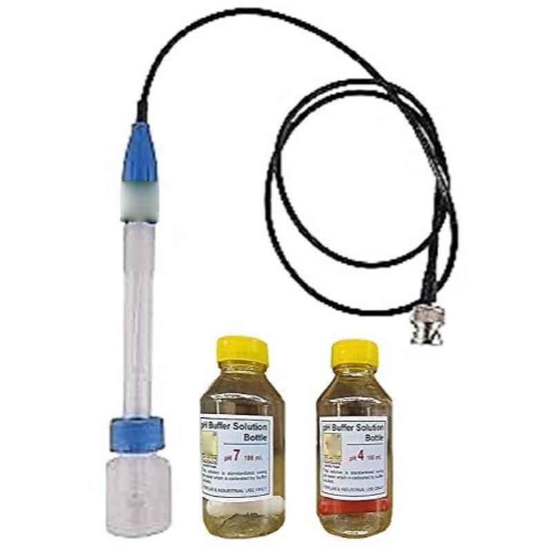 Lab Junction pH Combination Electrode with Charger Bottle & 4 & 7 pH Buffer Solution Bottle, LJ-111 (c)