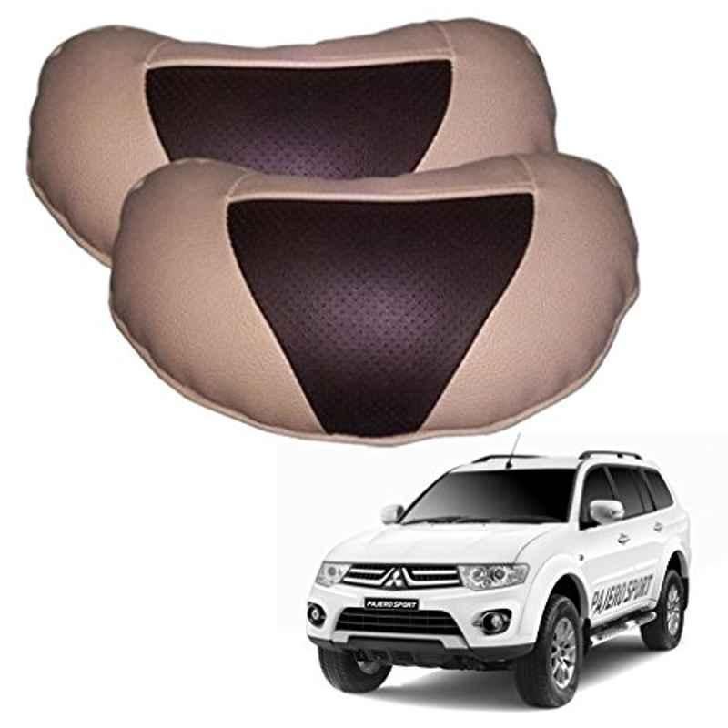 Kozdiko 2 Pcs Brown & Beige Neck Rest Set for Mitsubishi Pajero Sport, koz_39133