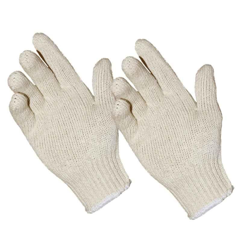 Solance 70g Cotton White Unisex Reusable Safety Hand Gloves, RWCG70G50P, Size: Free (Pack of 50)
