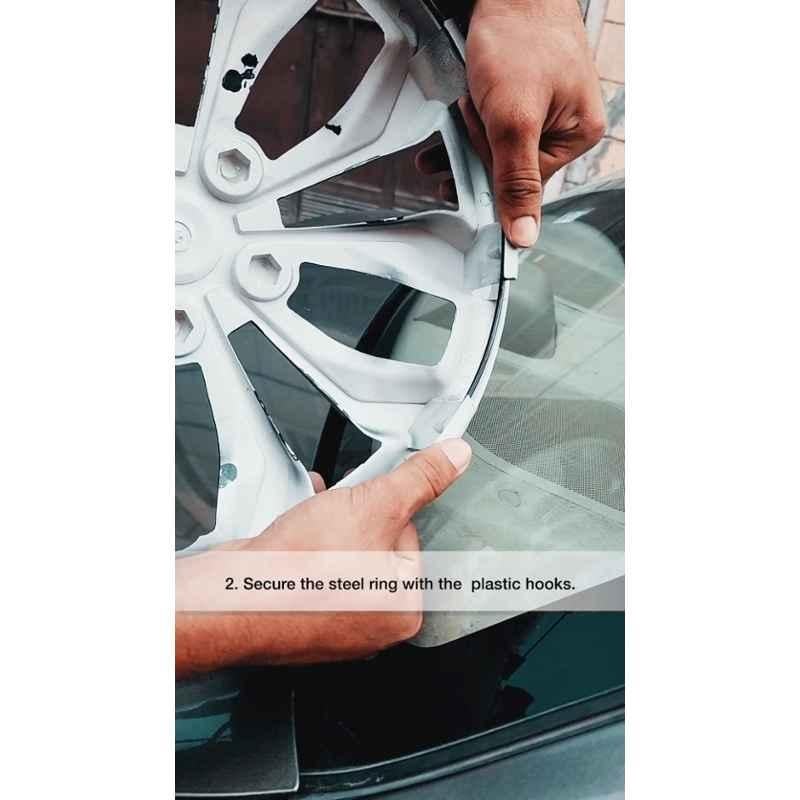 Prigan 4 Pcs 14 inch Polypropylene Black & Silver Wheel Cover Set for Maruti WagonR 2019, Hunter DC 14