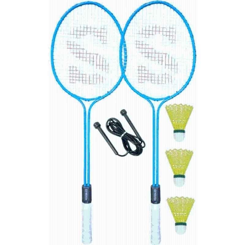 Upway Multicolour Badminton Racquet Set of 2 Steel Frame with Shuttlecock 3 1 Skipping Rope Badminton Kit