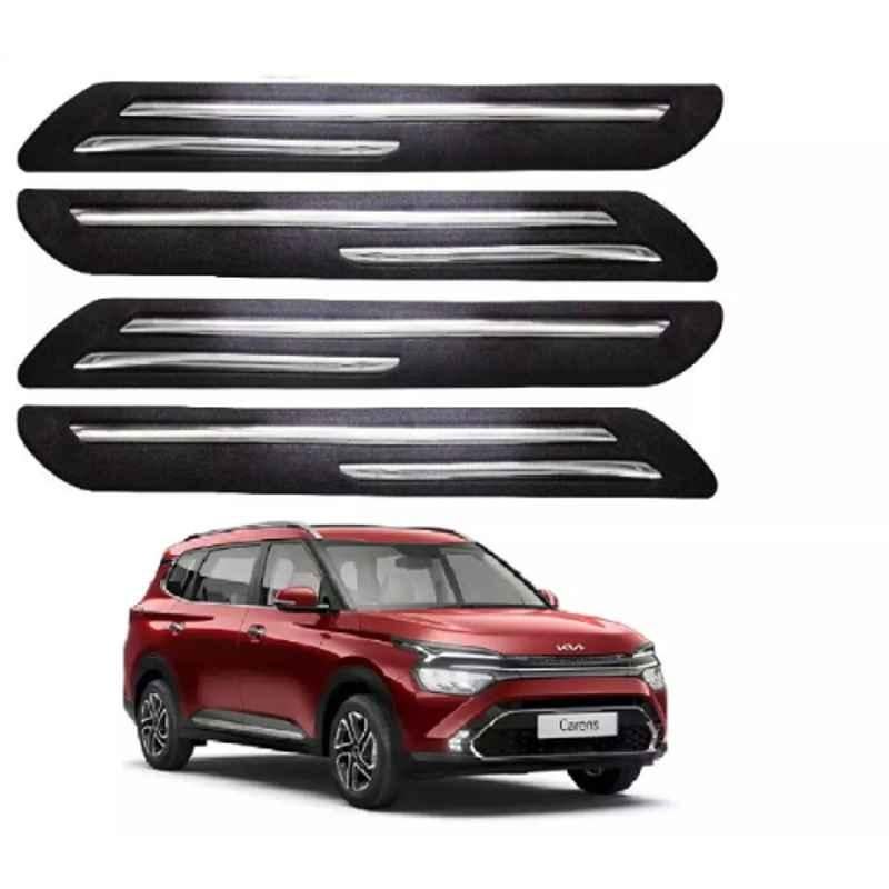 Sca Rubber Car Side Bumper Protector Guard with Double Chrome Strip for Kia Carens All Model Black Set Of 4, SCA-VKYZU6