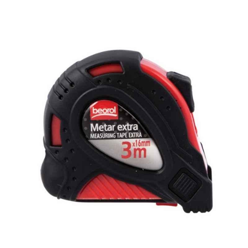 Beorol 3mx16mm PVC & Rubber Red & Black Measuring Tape, M3E