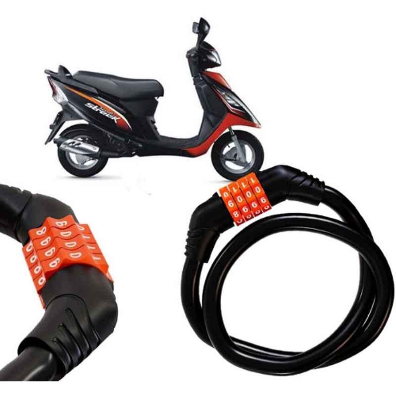 Auto Pearl Black & Orange 4 Digit Anti-Theft Combination Number Lock for Streek