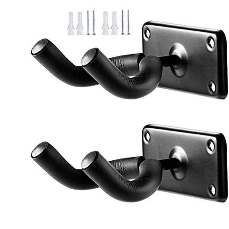 Rubik Steel Black Guitar Wall Mount Bracket Holder (Pack of 2)