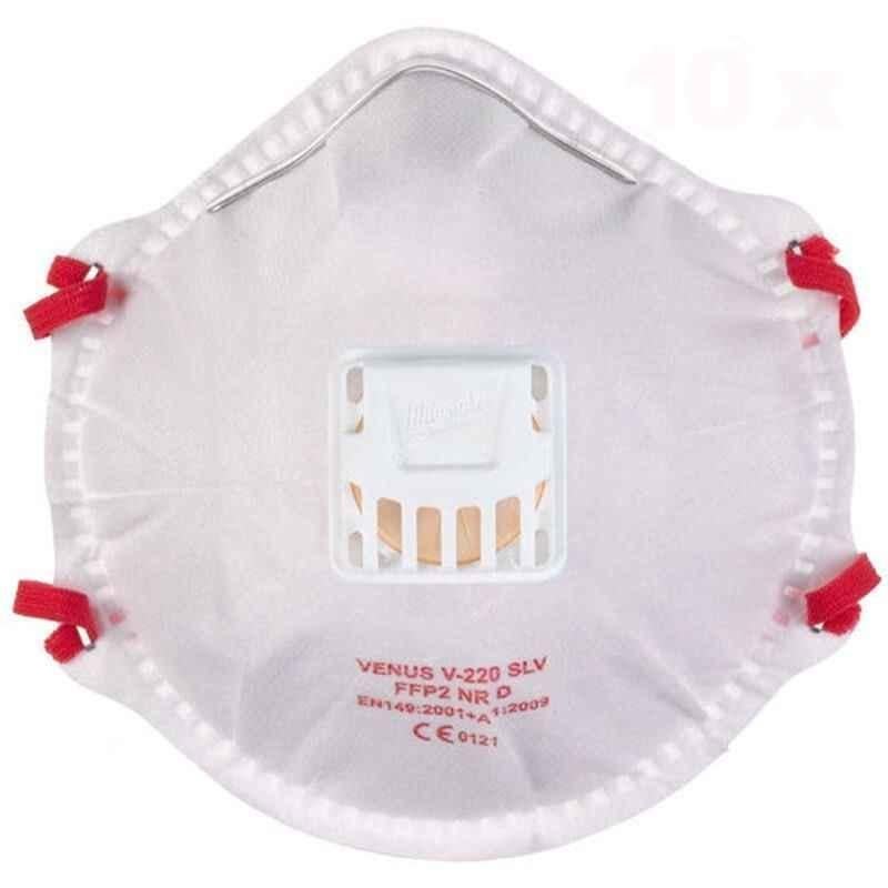 Milwaukee 10 Pcs White FFP2 Disposable Respirator with Valve Set, 4932478548