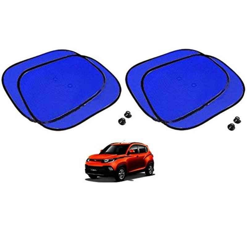 Kozdiko 4 Pcs Blue Chipkoo Car Window Sunshade Curtain Set for Mahindra KUV 100, koz_82831