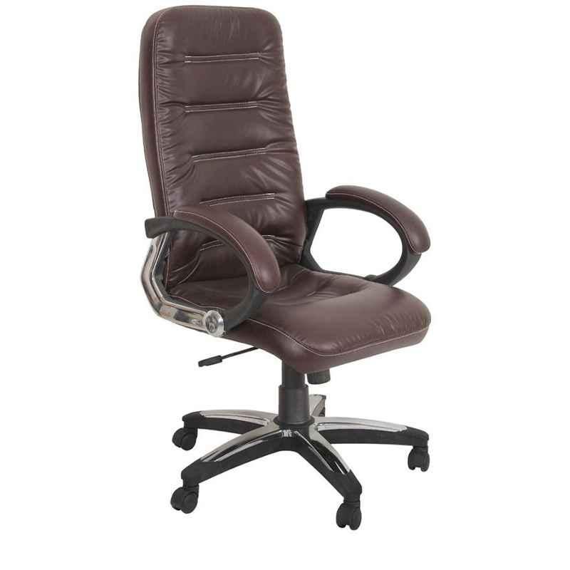 Caddy PU Leatherette Brown Adjustable Office Chair with Back Support, DM 900 (Pack of 2)