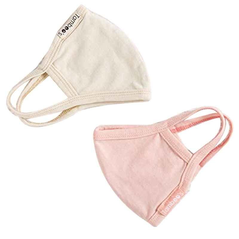 Tamboos Beige & Pink Cotton Cloth Mask (Pack of 2)