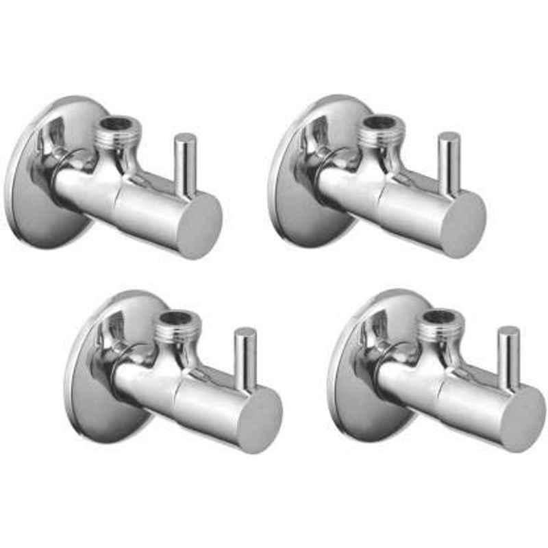 Zesta Turbo Stainless Steel Chrome Finish Angle Valve with Flange (Pack of 4)