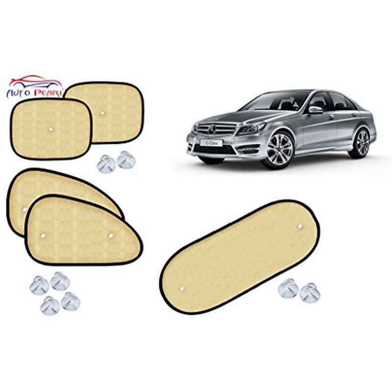 Auto Pearl 5 Pcs PVC & Mesh Beige Window & Rear Sun Shade Set for Mercedes Benz C-Class