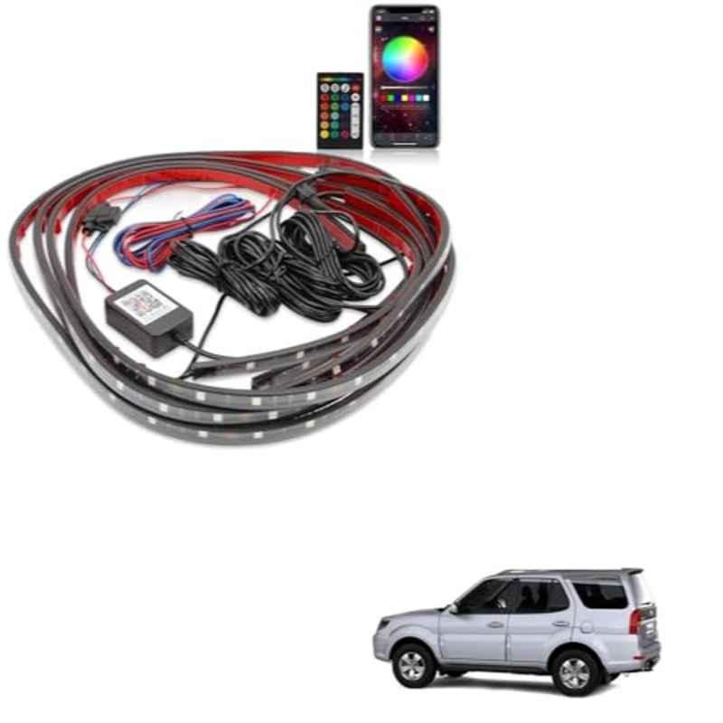Kozdiko 12V Car Underbody Multicolor LED Strip Light Set with Wireless Remote for Tata Safari Grand Dicor