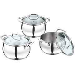 Vinod Almaty 3 Pcs Induction Friendly Casserole Set with Lid, 3ALC (Pack of 3)