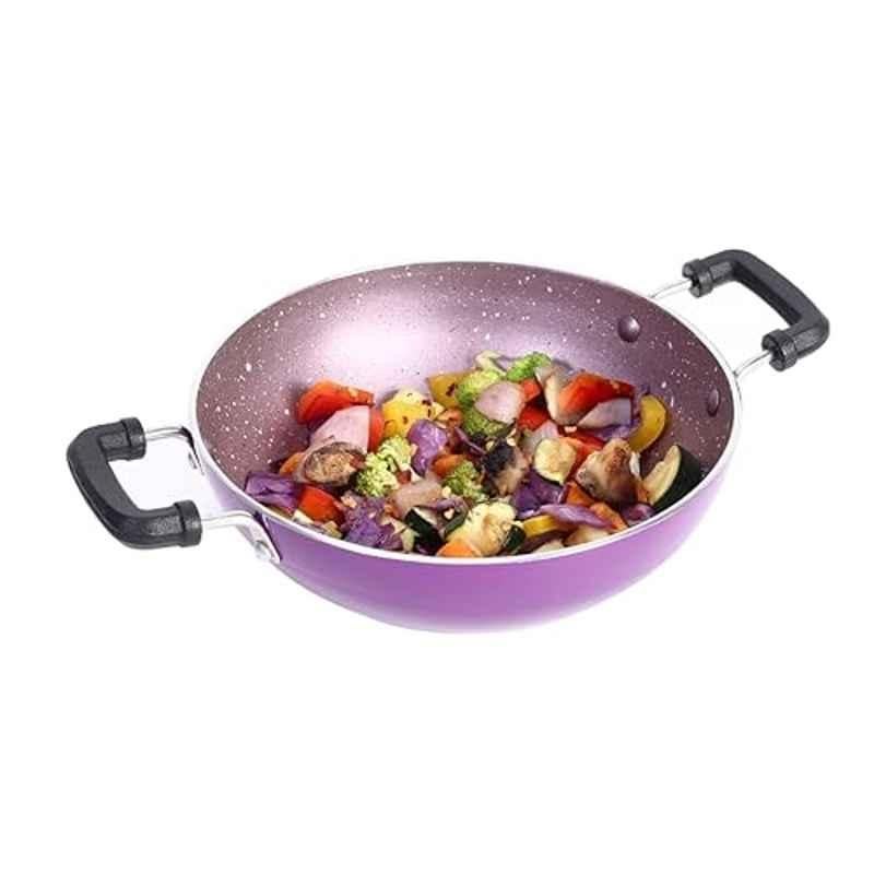 Wonderchef Venice 16cm 1 Litre Aluminium Purple Non-Stick Mini Kadhai with 1 Year Warranty, 63154825