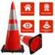 Ladwa Superior 750mm Reflective Strips Collar Road Traffic Cone with 8m Chain & 8 Hooks, LSI-BC-P8 (Pack of 8)